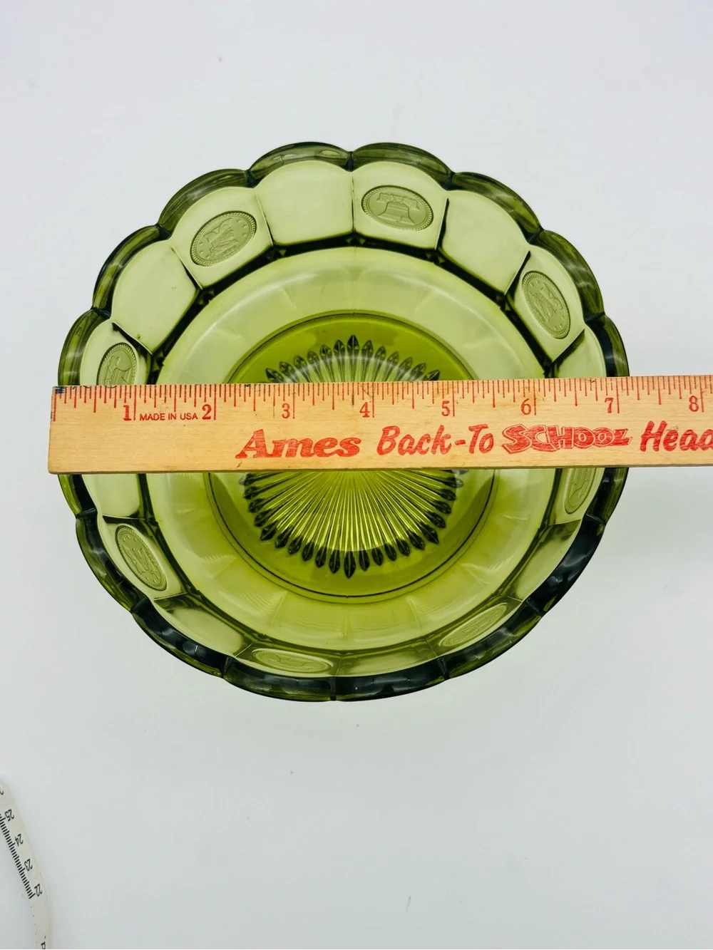 Vintage Fostoria Coin Glass Serving Bowl, Olive Green